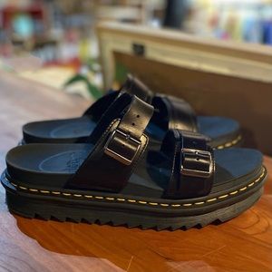 Dr. Martens Myles Brando Leather Buckle Slide Platform Sandals Size 43
